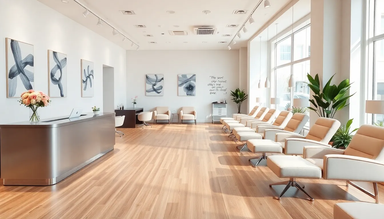 modern nail salon interior with inviting design and cozy atmosphere.