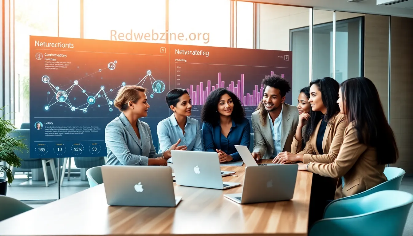 diverse professionals collaborating in a modern office setting.
