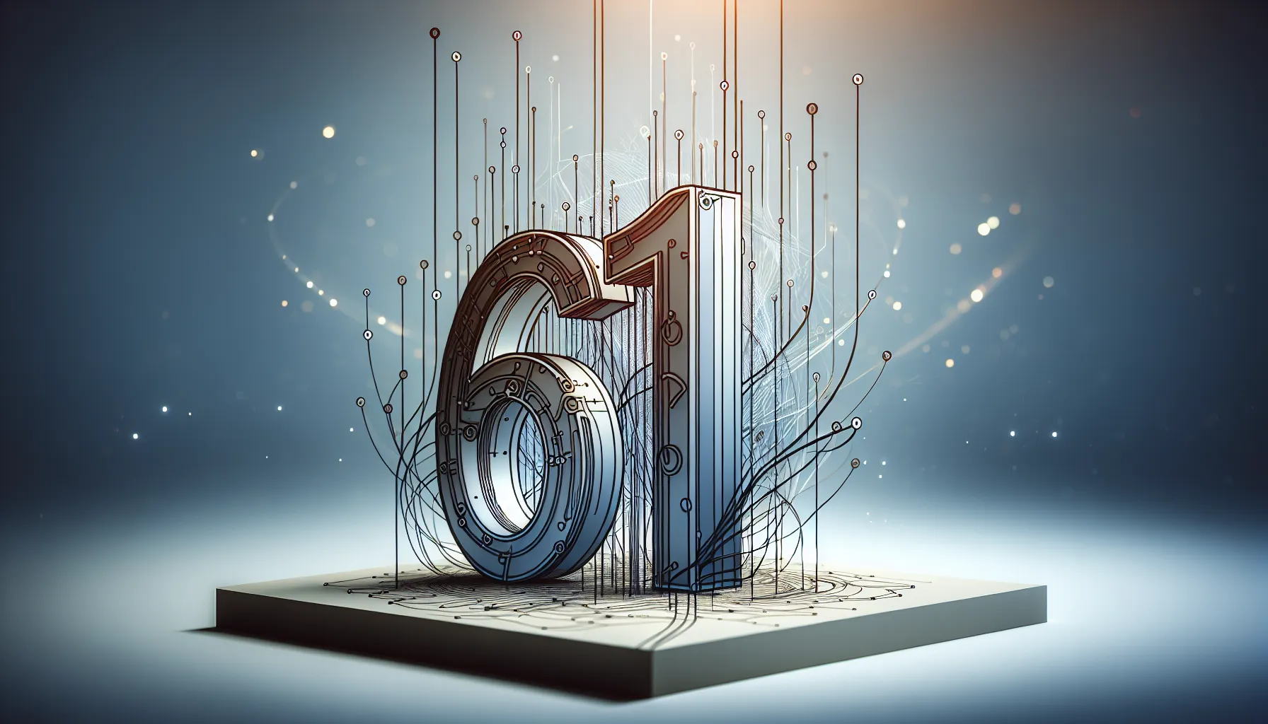 abstract design of the number 6142127507 with telecommunications elements.