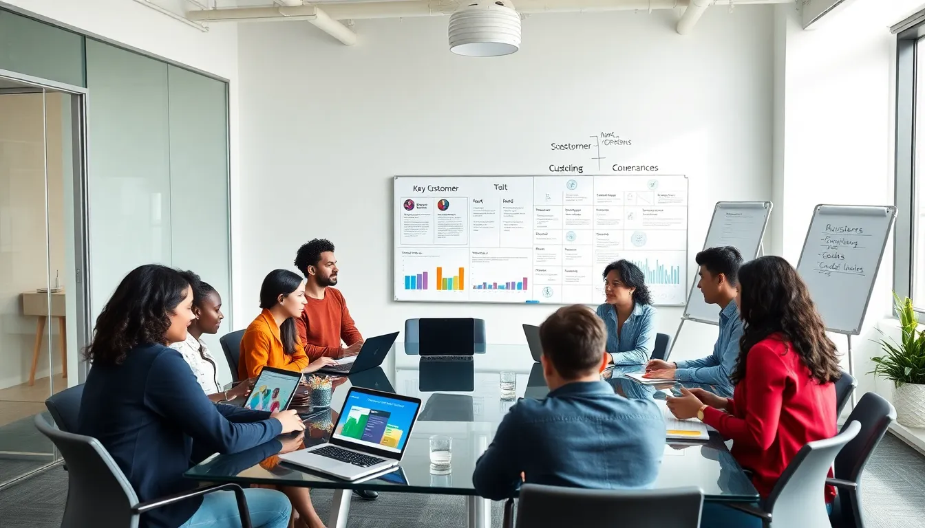 diverse marketing team brainstorming in a modern office.