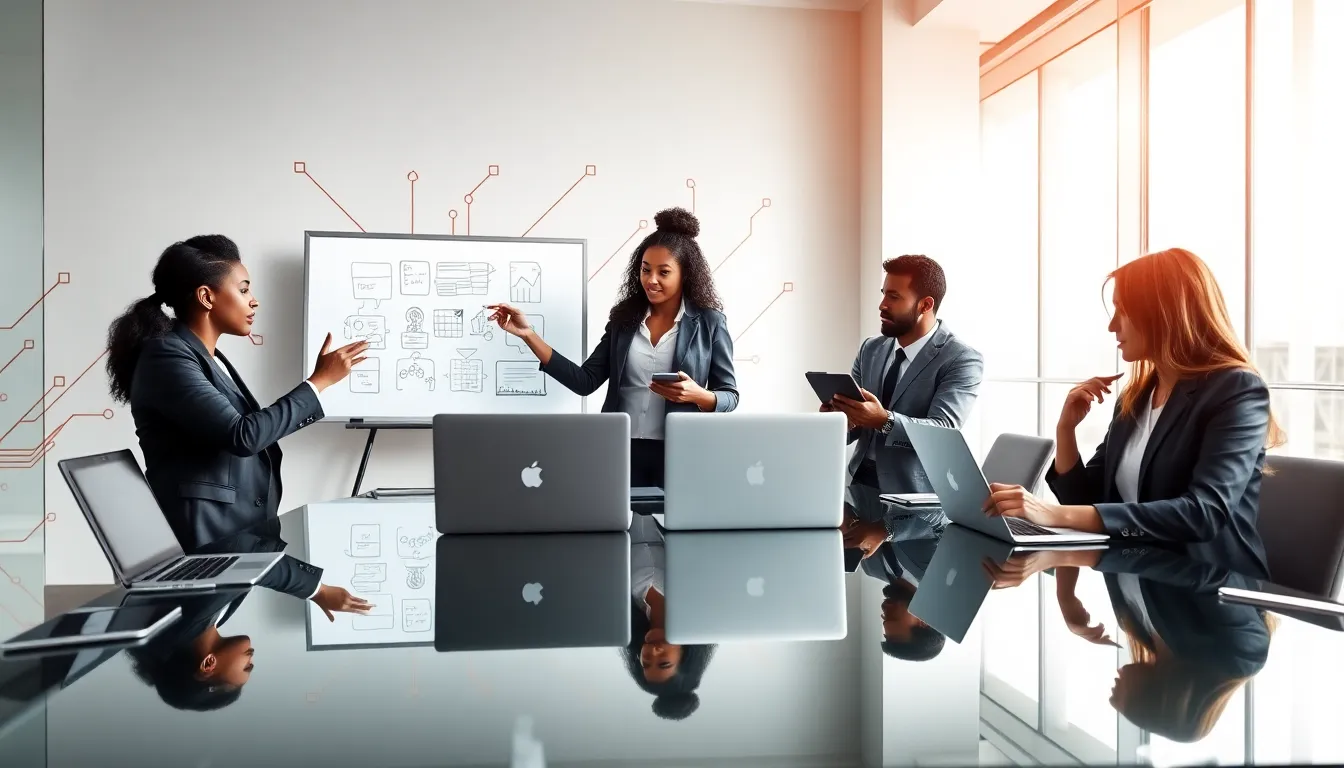 diverse team collaborating in an office to optimize digital strategies.