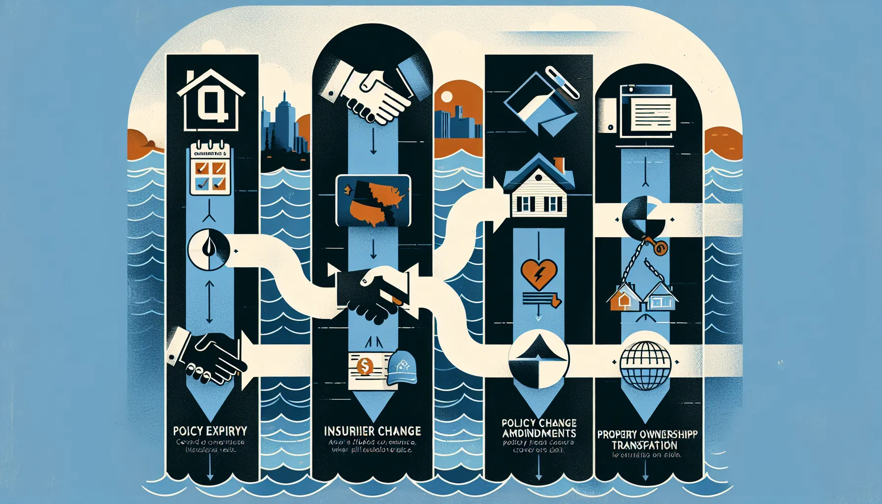 diagram showing reasons and process for flood insurance coverage reset