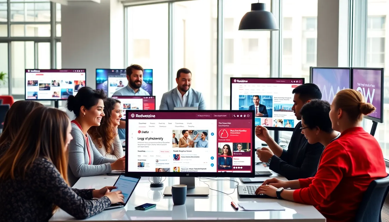 diverse team collaborating on the @Redwebzine Org platform.
