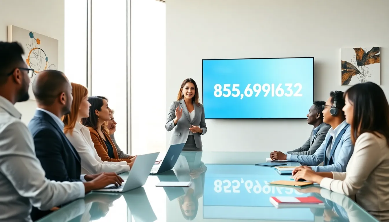 professionals discussing customer service strategies in a modern conference room.