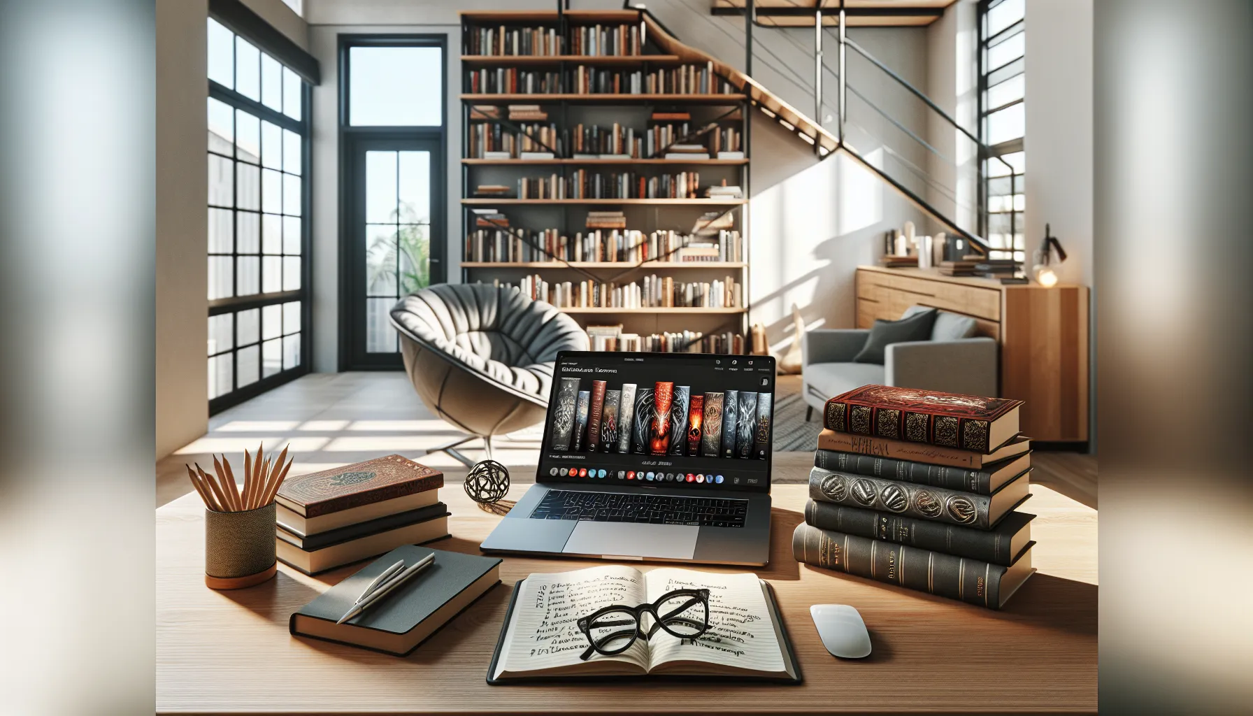 home office setup for reading Sarah J. Maas books.