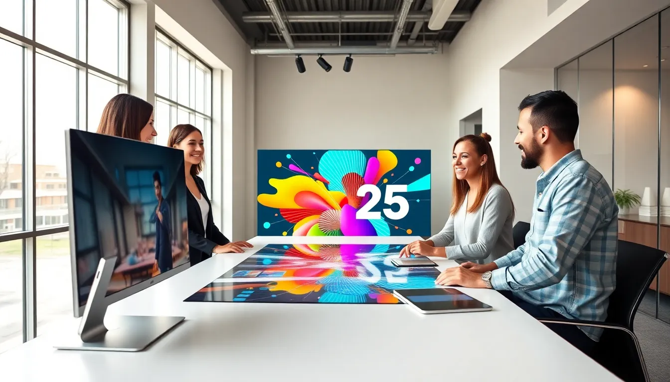 diverse team collaborating in a modern office setting.