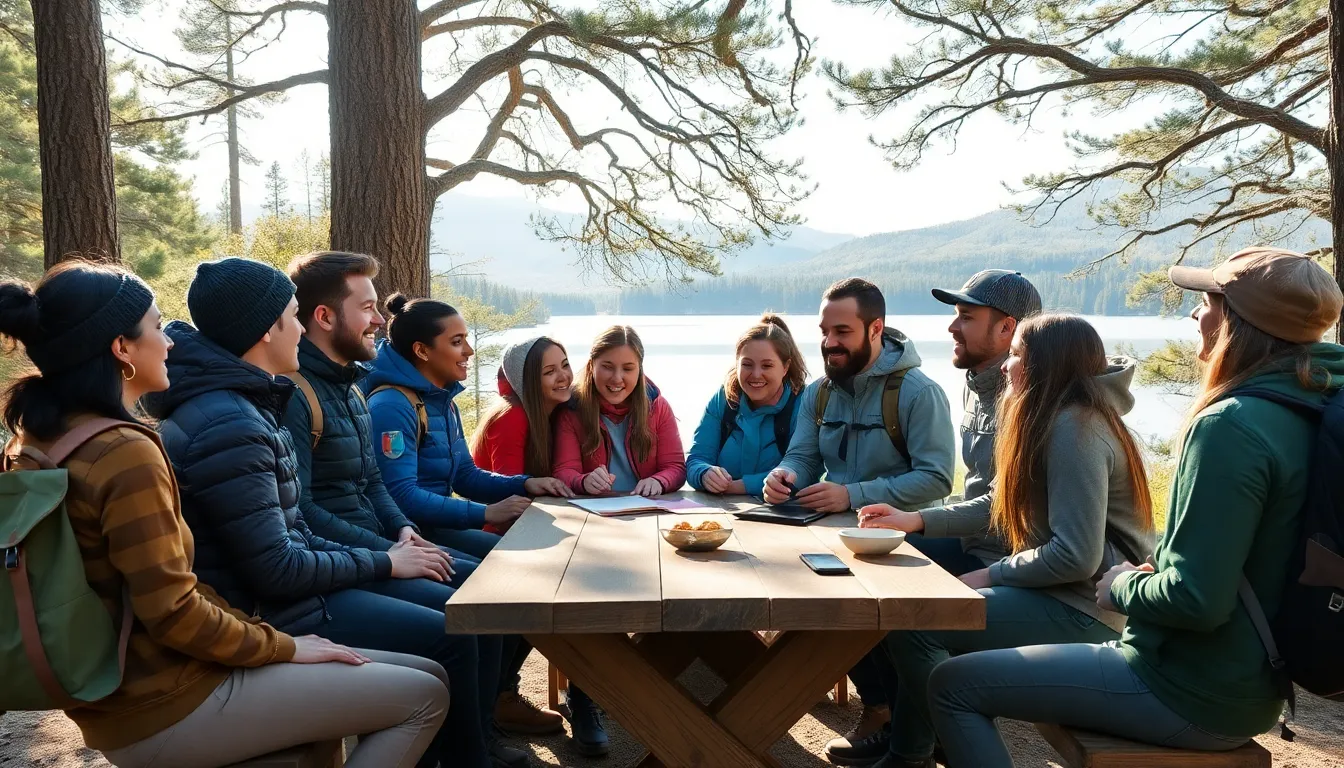 diverse group enjoying outdoor adventure in Burlebo gear.