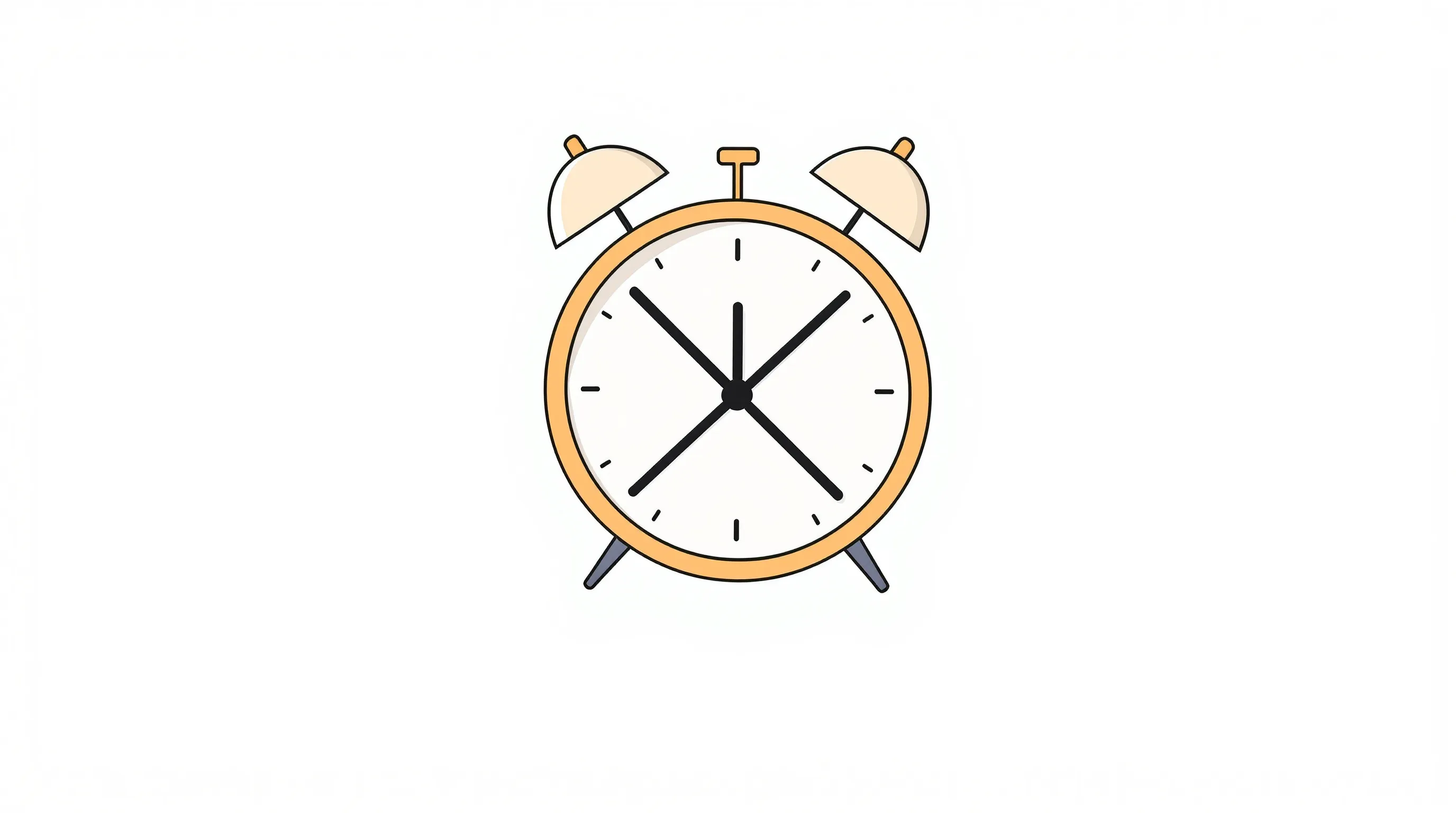 Crossed-out alarm clock and coffee cup in minimal flat illustration style.