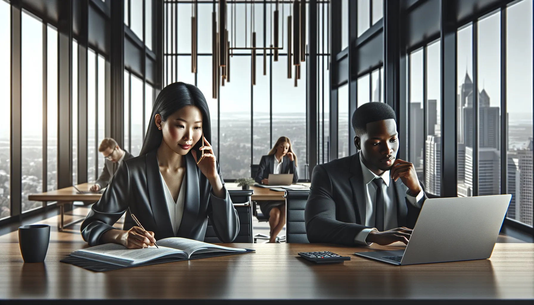 diverse team in a modern office using a toll-free number.