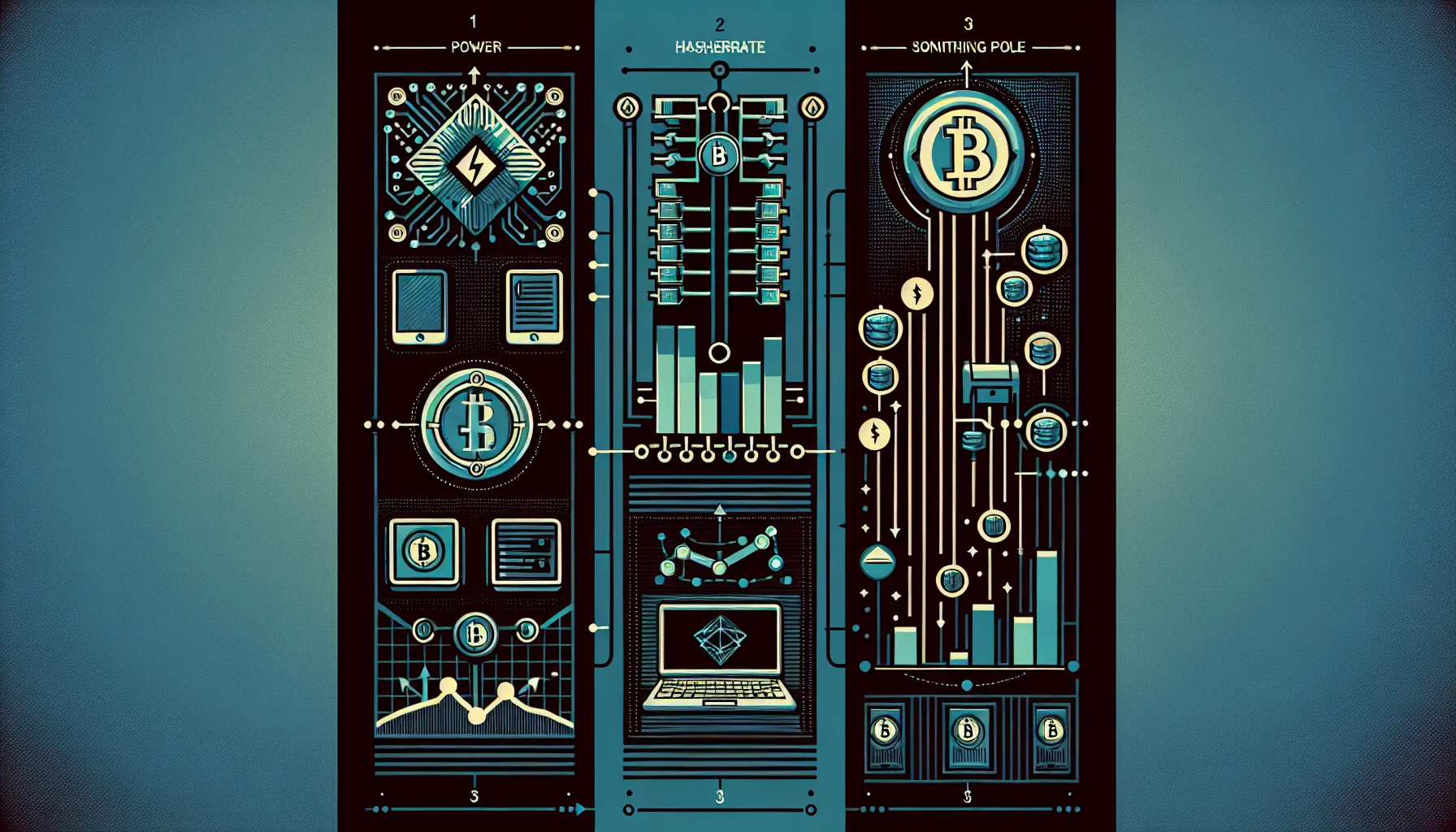 Three-tier process diagram showing Litecoin mining hardware, wallet setup, and pool connection stages.