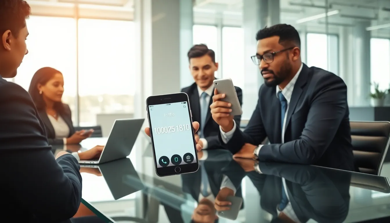 professionals discussing customer service hotline in a modern office.