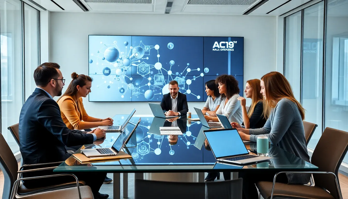diverse team collaborating in a bright, modern office.