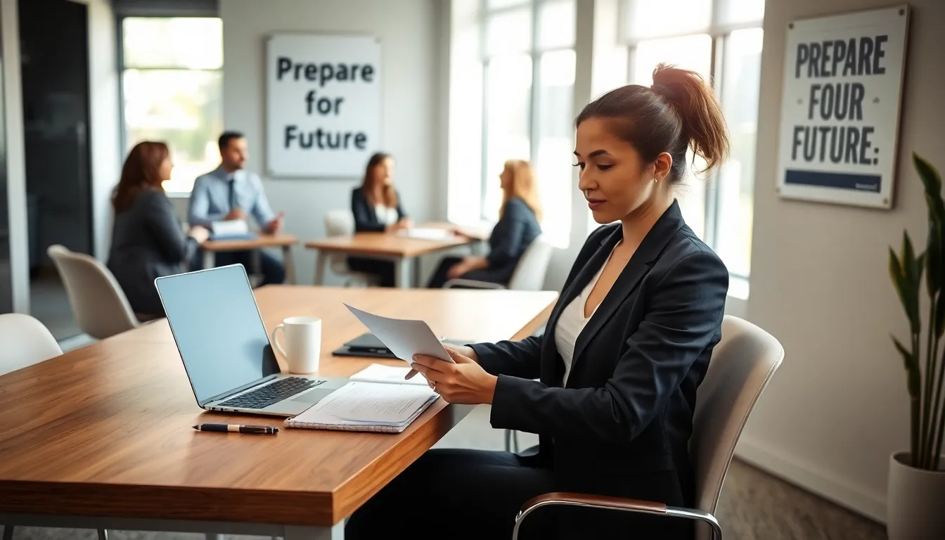 professional reviewing rental application in a modern office setting.