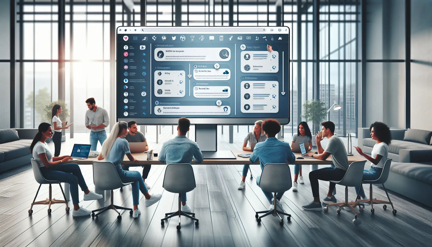 modern workspace displaying the Hookem247 board on a digital screen.