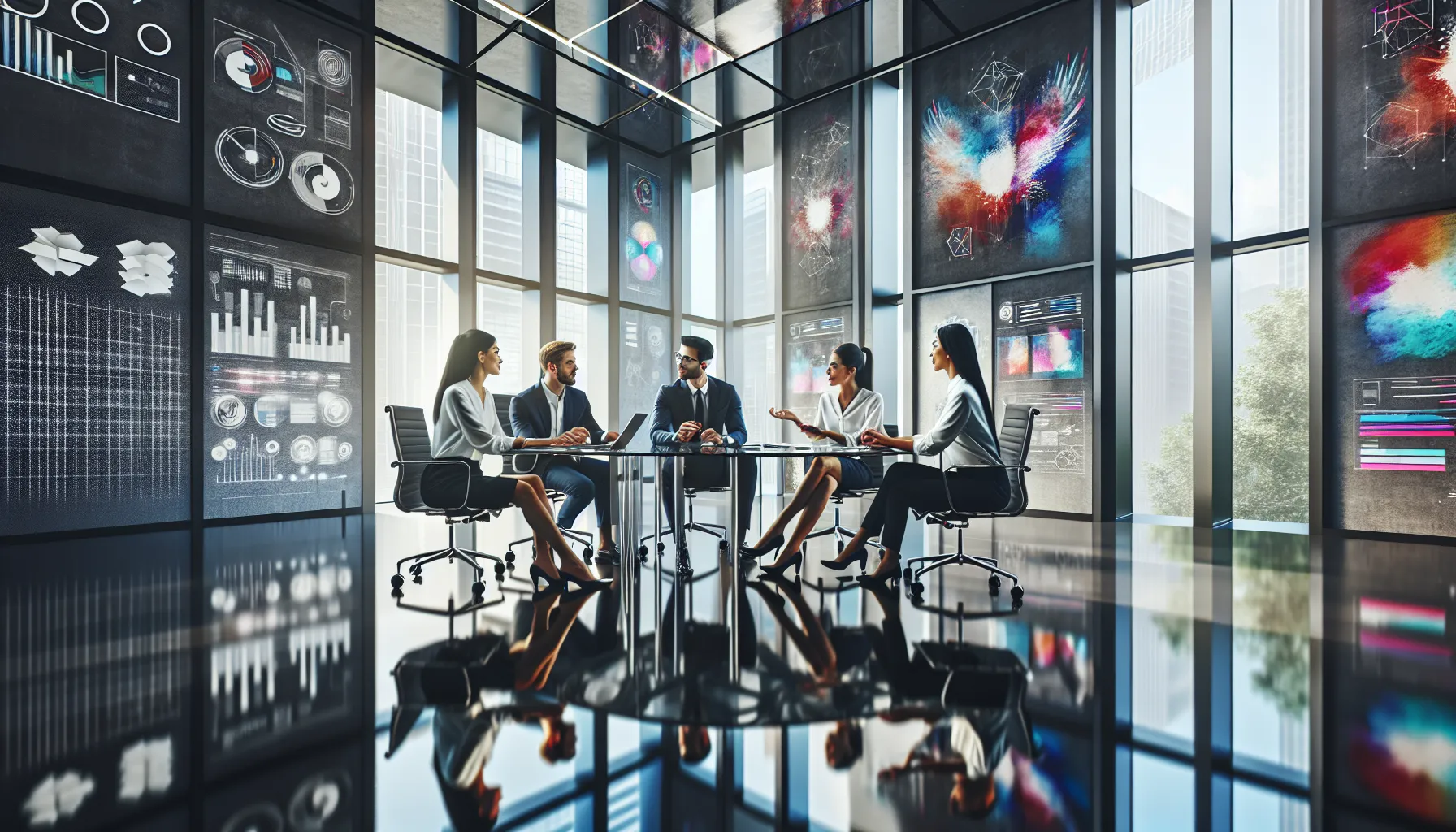 diverse professionals collaborating in a modern conference room.