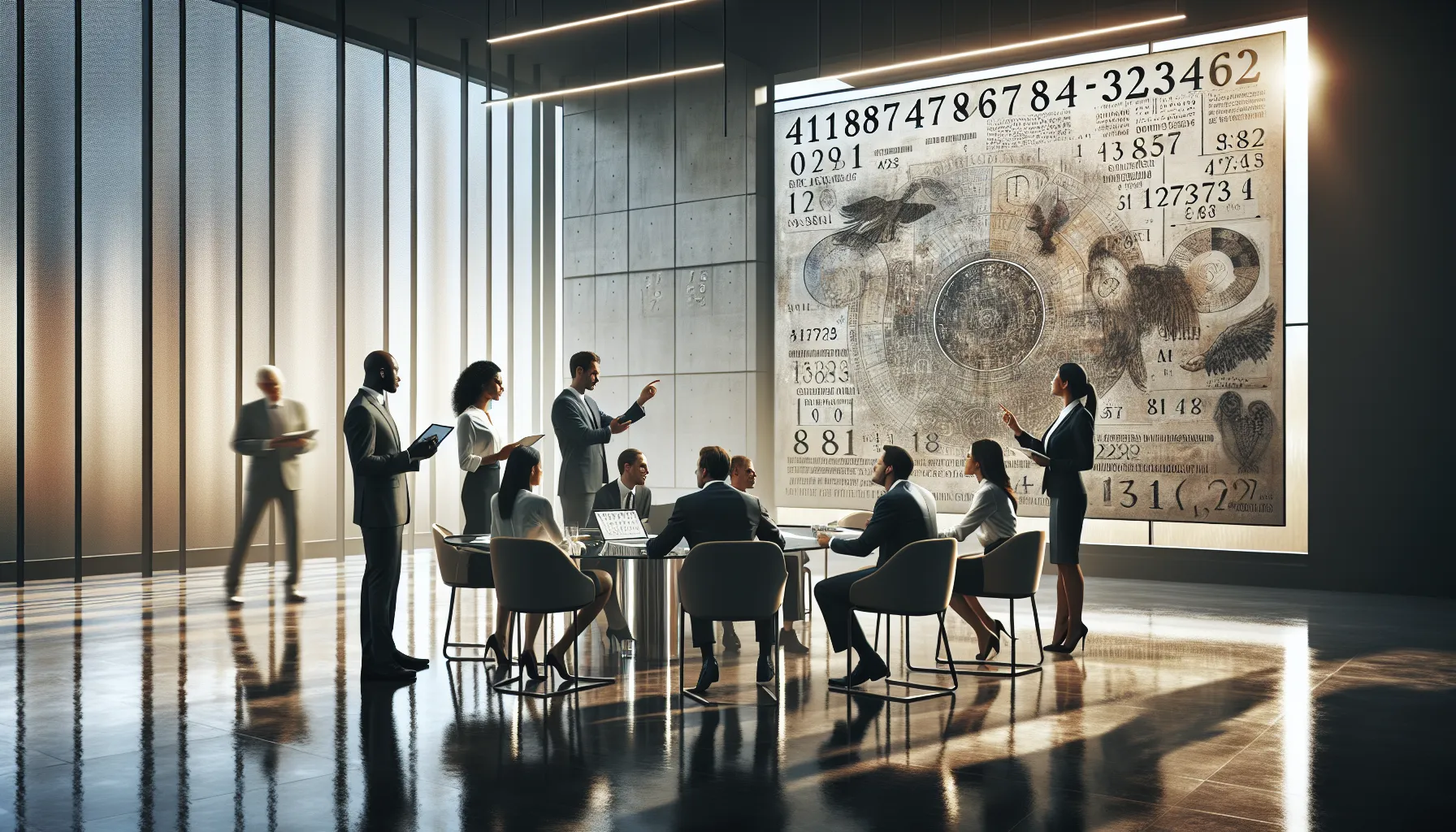 diverse team discussing the significance of the number 4197874321.