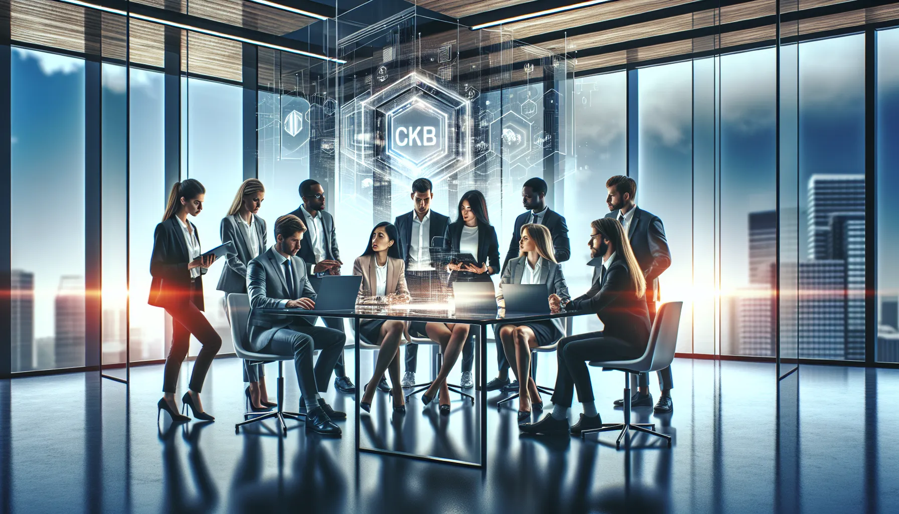 diverse professionals collaborating in a modern office on ideas related to ckbpfhb.