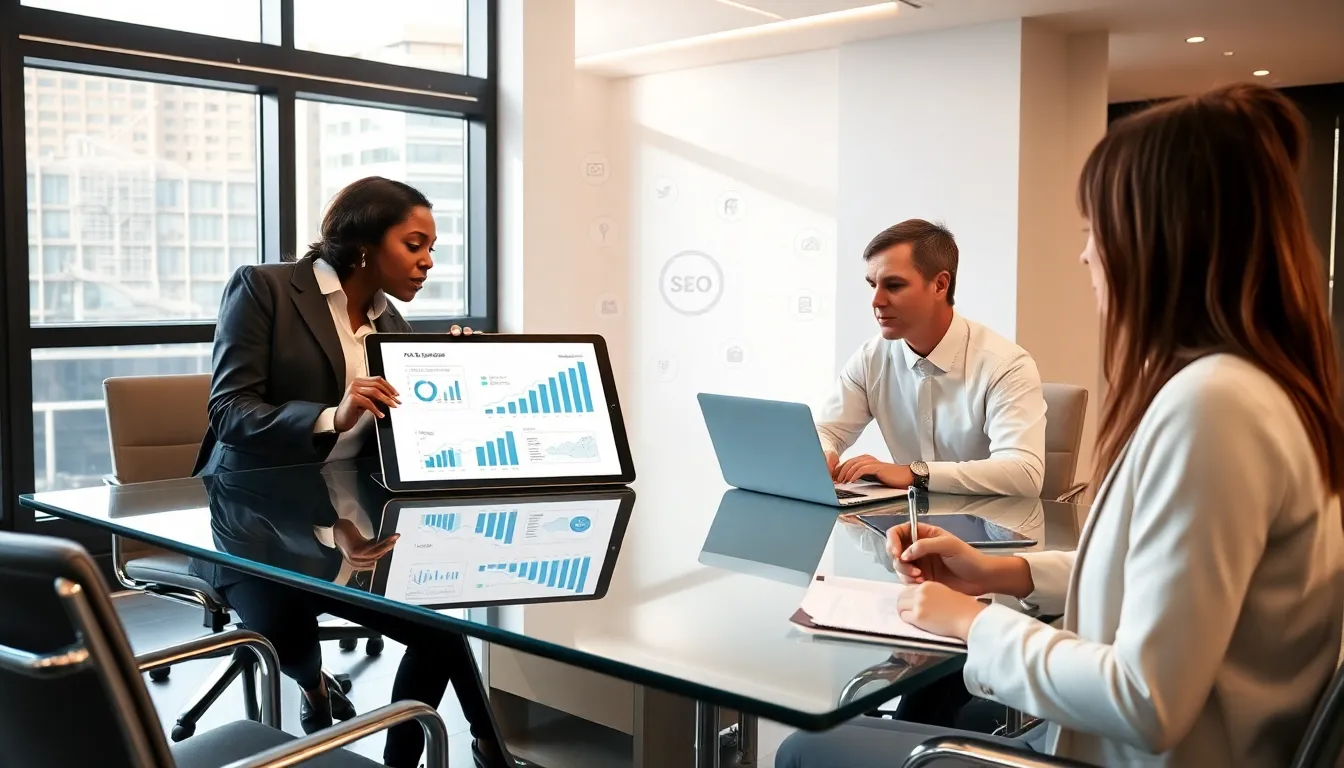 diverse professionals collaborating in a modern office setting.