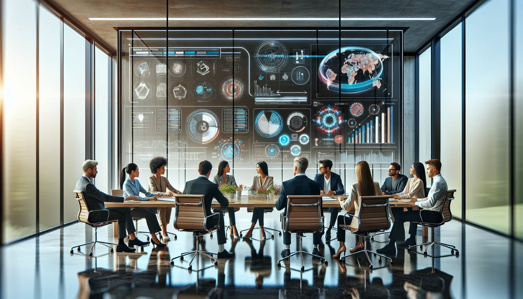diverse team collaborating in a modern office setting.