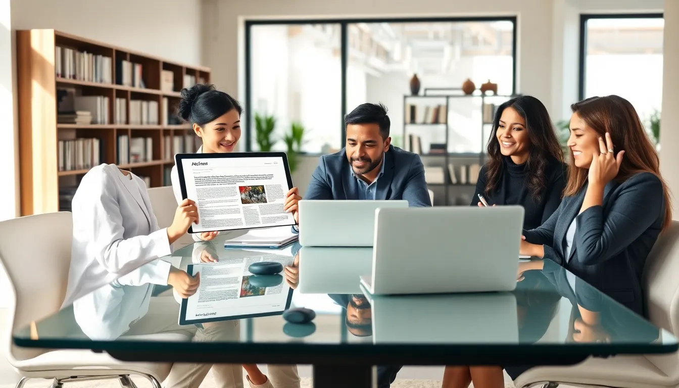 diverse team collaborating in a modern office setting.