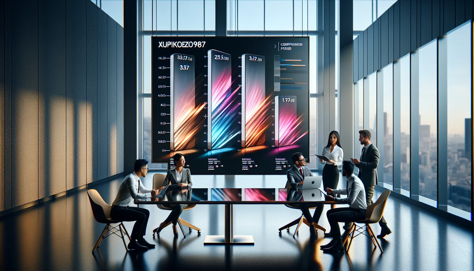 professionals discussing comparison chart of Xupikobzo987 and competitors.