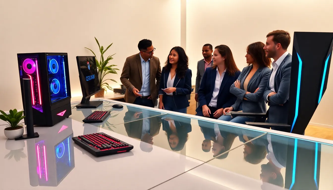 modern workspace showcasing high-end gaming and office hardware.