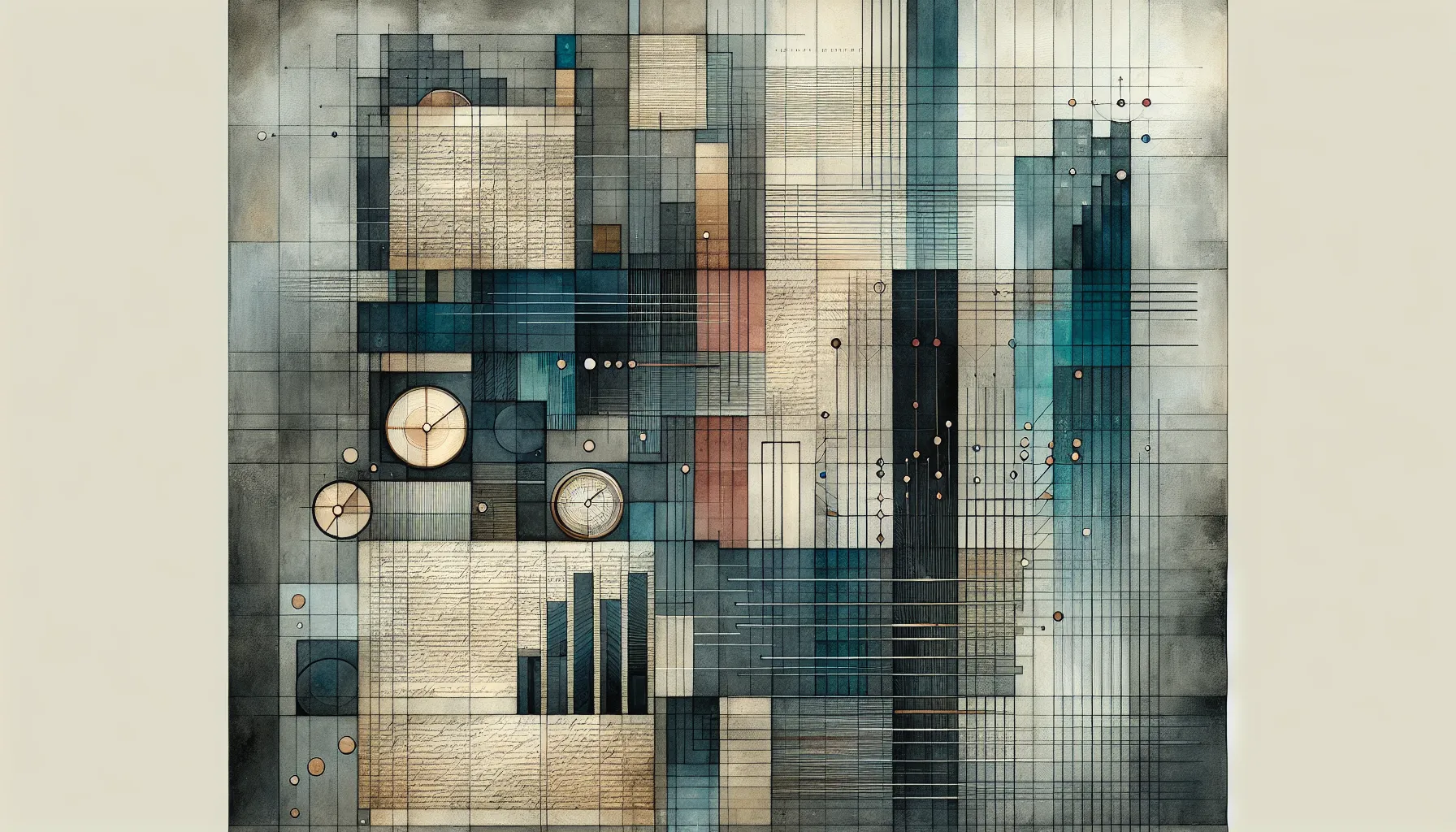 Abstract shapes of grids, clocks, and markers suggesting careful legal review and deadlines. - How to Terminate a Physician Assistant Contract Safely