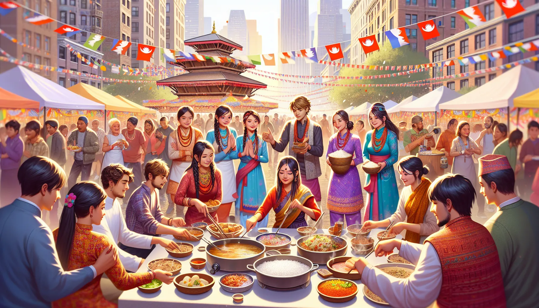 Cultural festival showcasing Nepalese traditions in a vibrant urban setting.