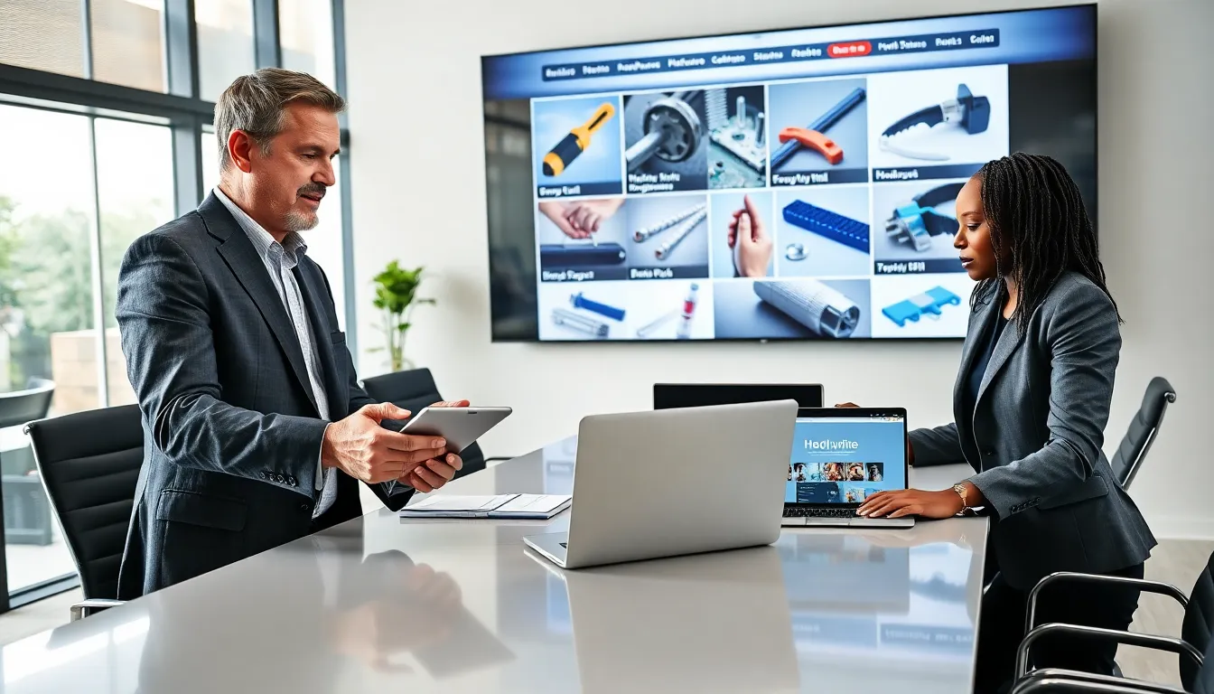 a diverse team discussing hardware solutions in a bright office.