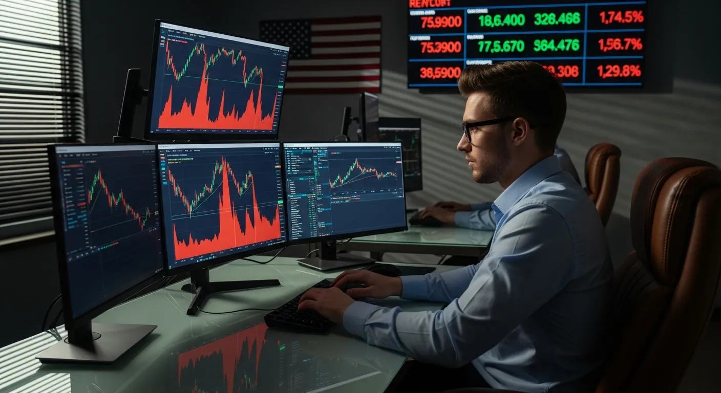 Trader monitors sharp altcoin price drops amid high crypto market volatility
