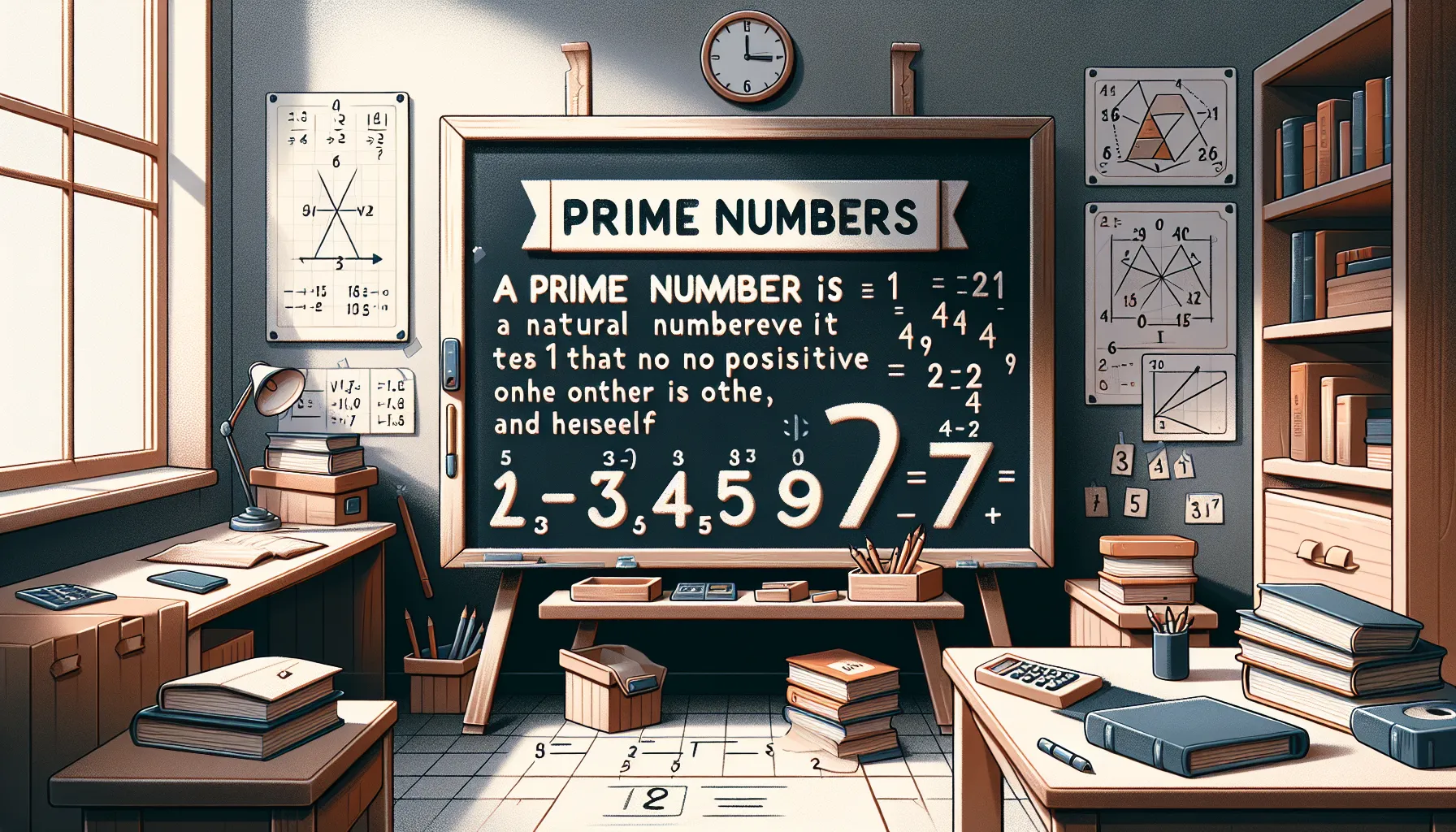 Diagram illustrating prime numbers and their definitions in a mathematical context.