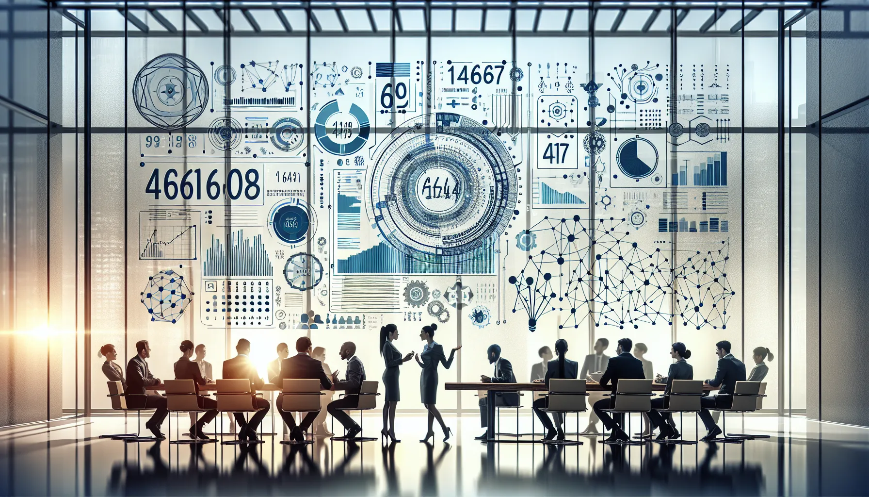 diverse professionals discussing the significance of a numerical identifier in a modern office.