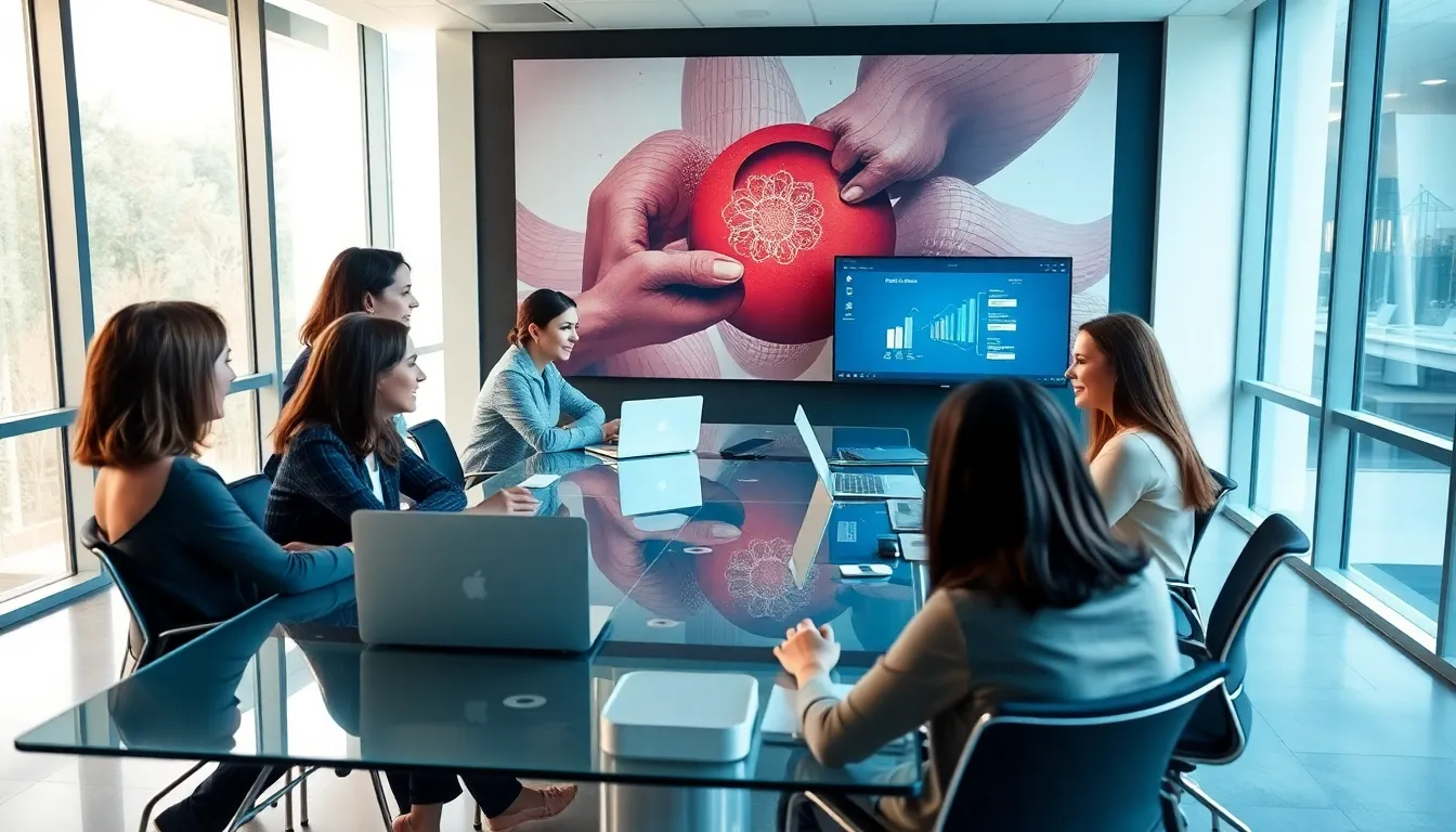 diverse team collaborating in a modern workspace.