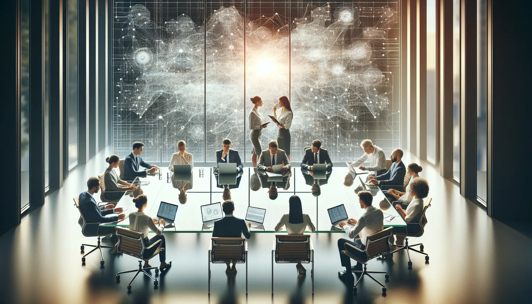 diverse team discussing future technology in a modern office.