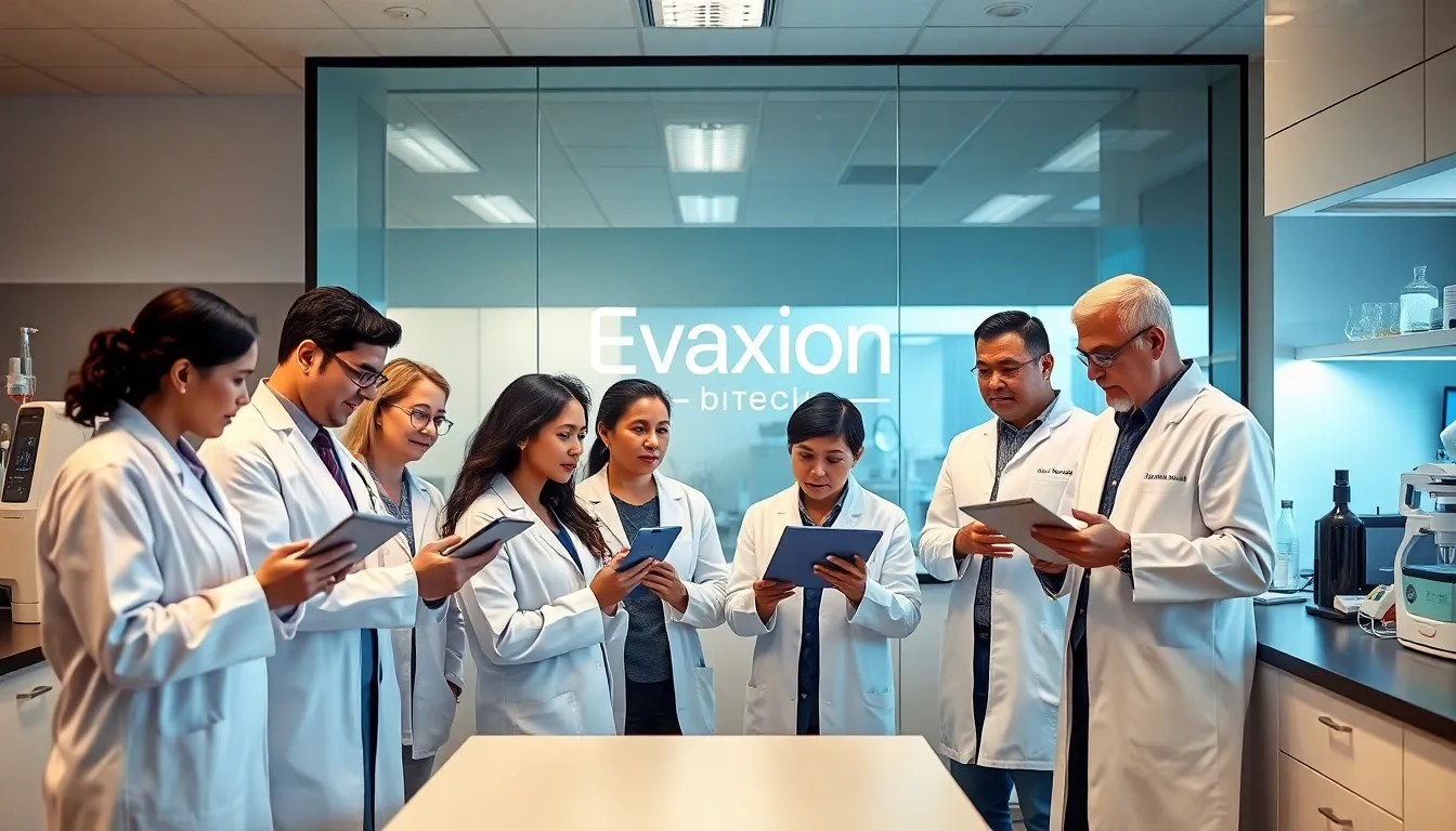 scientists collaborating in a modern biotech lab.