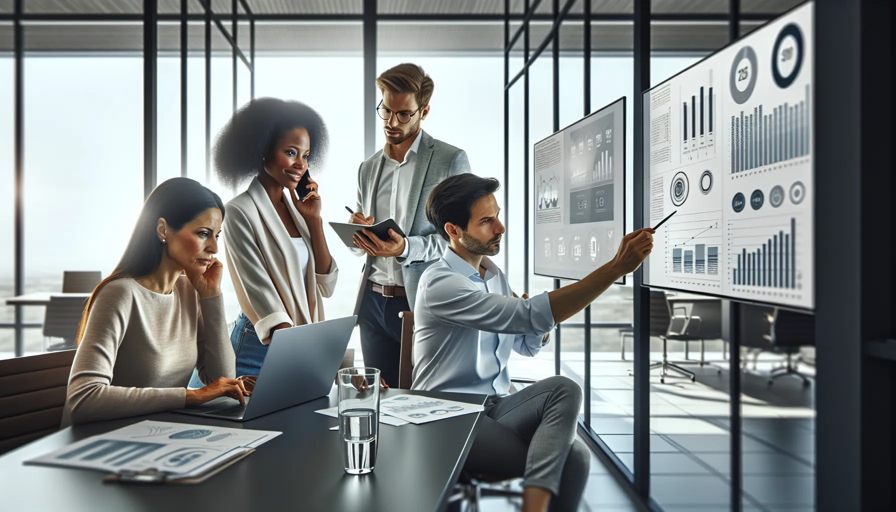 diverse team discussing toll-free number strategies in a modern office.