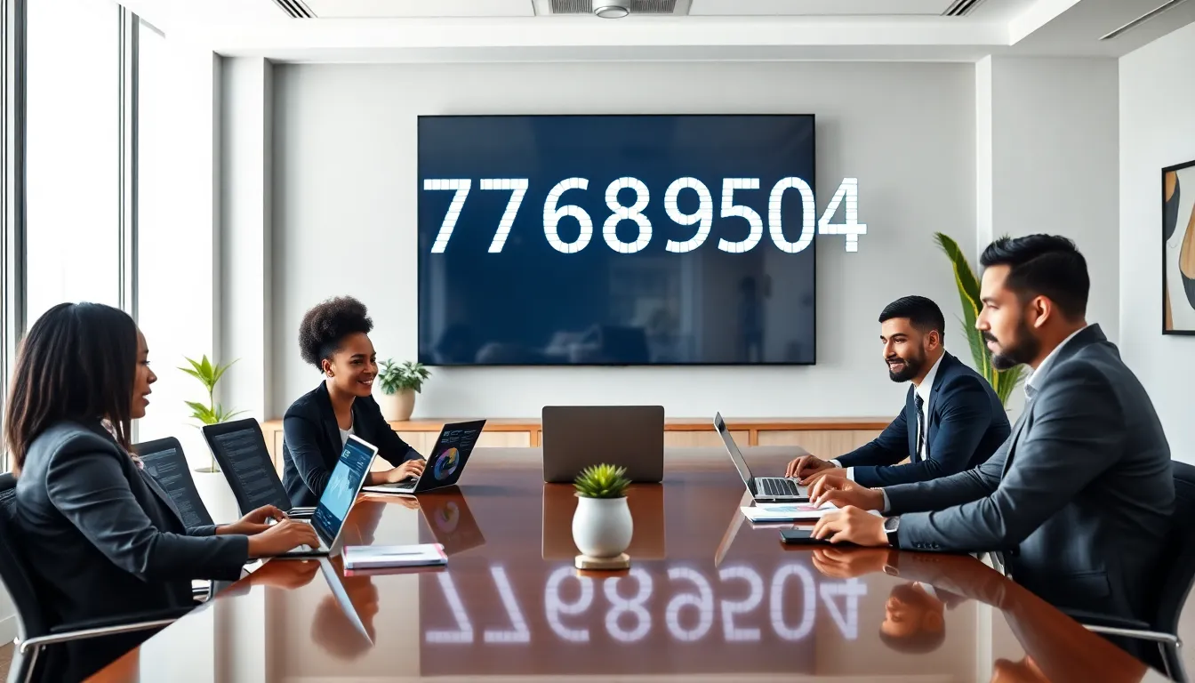 diverse team discussing data in a modern office.