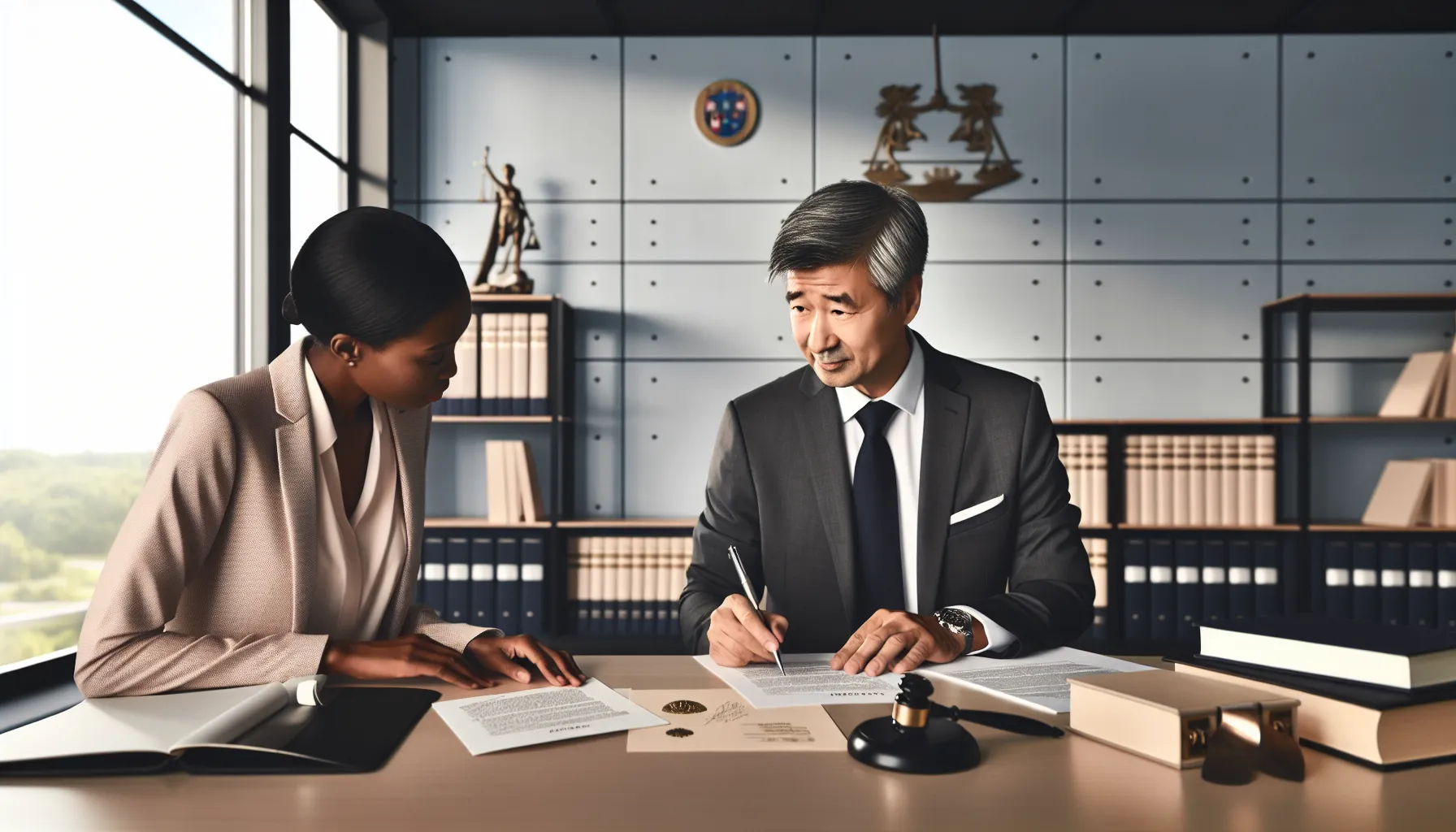 Croatian lawyer explaining property power of attorney documents to client in modern office