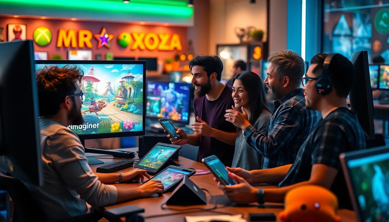 diverse gamers collaborating on Xbox Imagineergames.