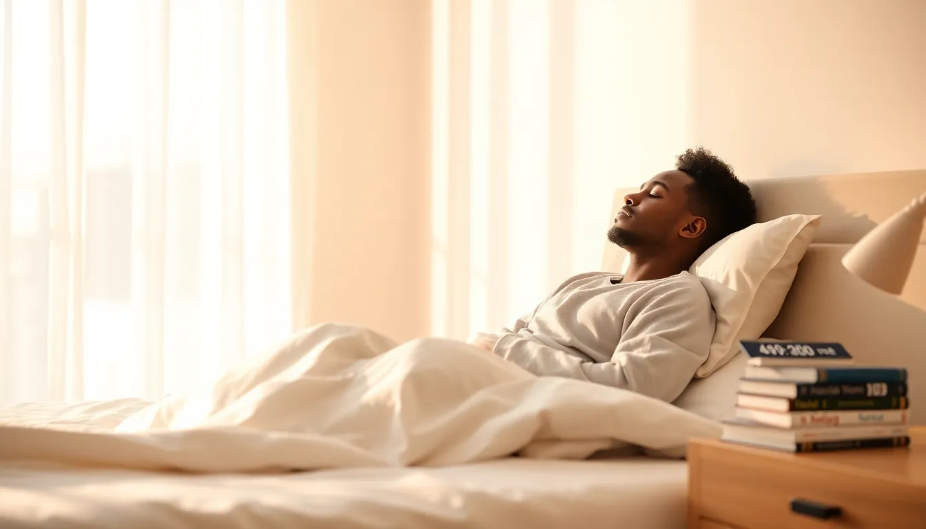 person sleeping peacefully in a serene bedroom setting.