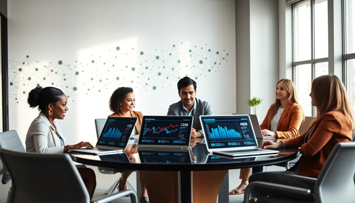 diverse team strategizing in a modern office setting.