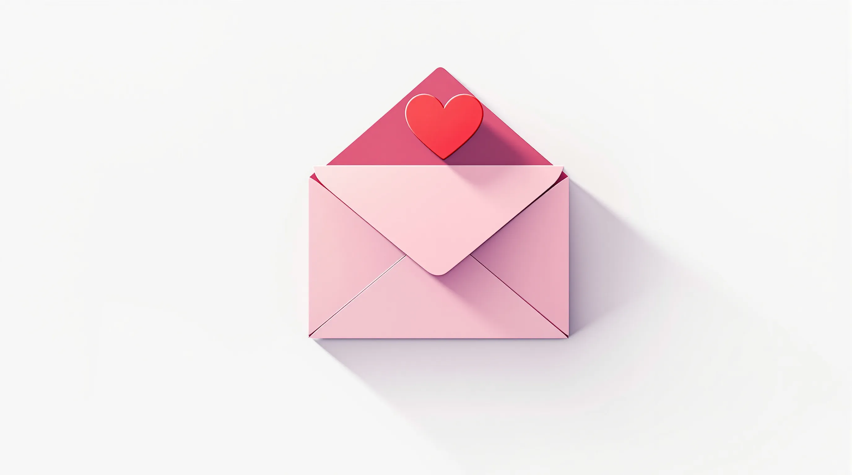 Minimalist envelope icon with heart symbol on clean white background.