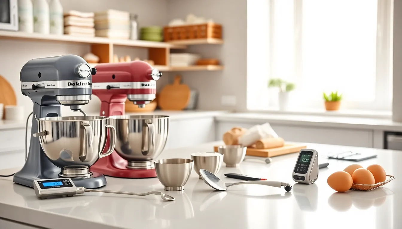 modern kitchen with essential baking tools and gadgets.