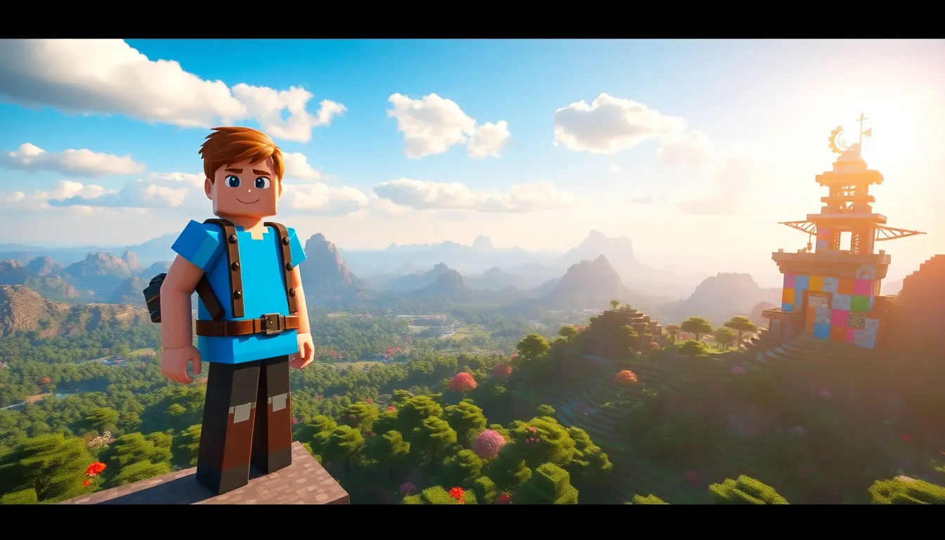 A player character happily exploring a vibrant Minecraft landscape with new features.