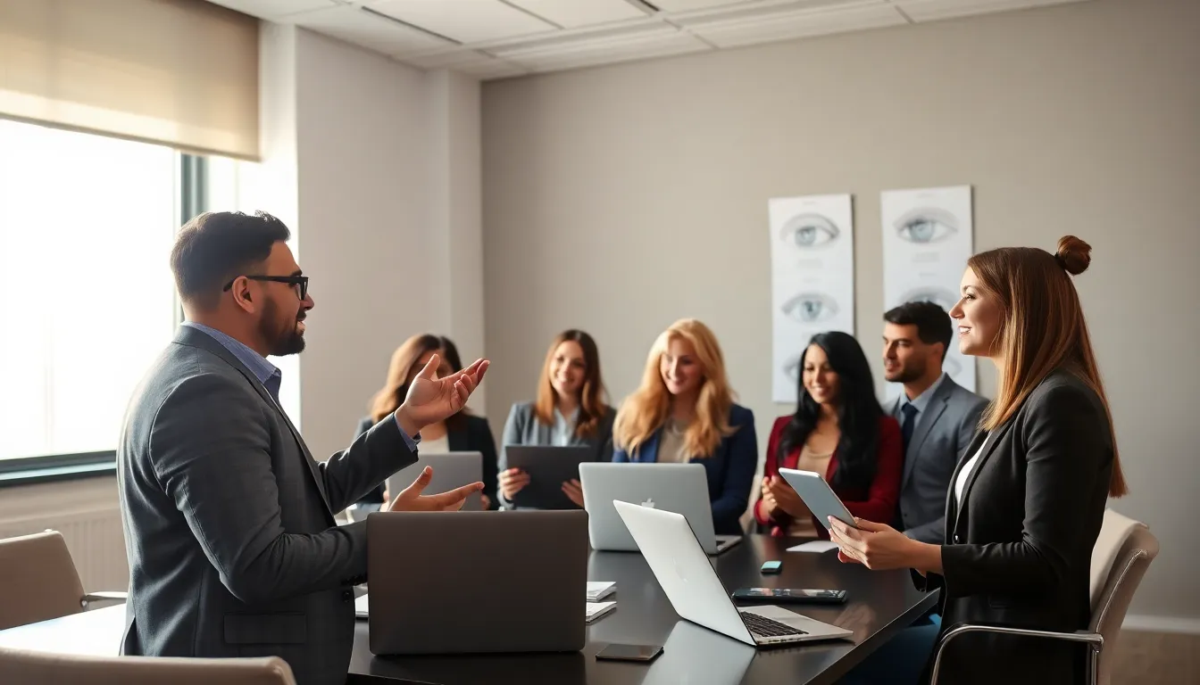 diverse group in a workshop about identifying dominant eye.
