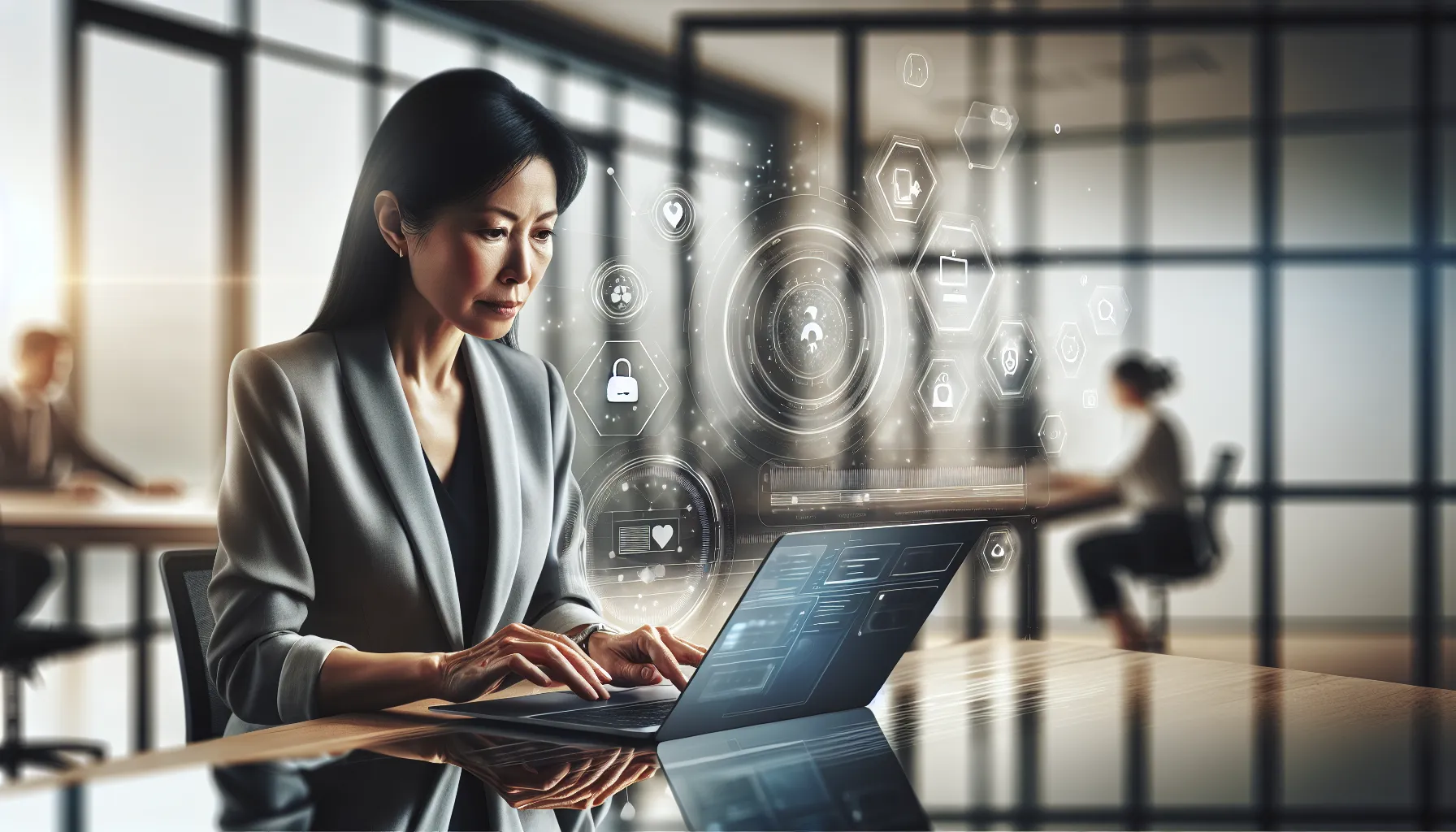 professional using Mysk2 Dyndns in a modern office.