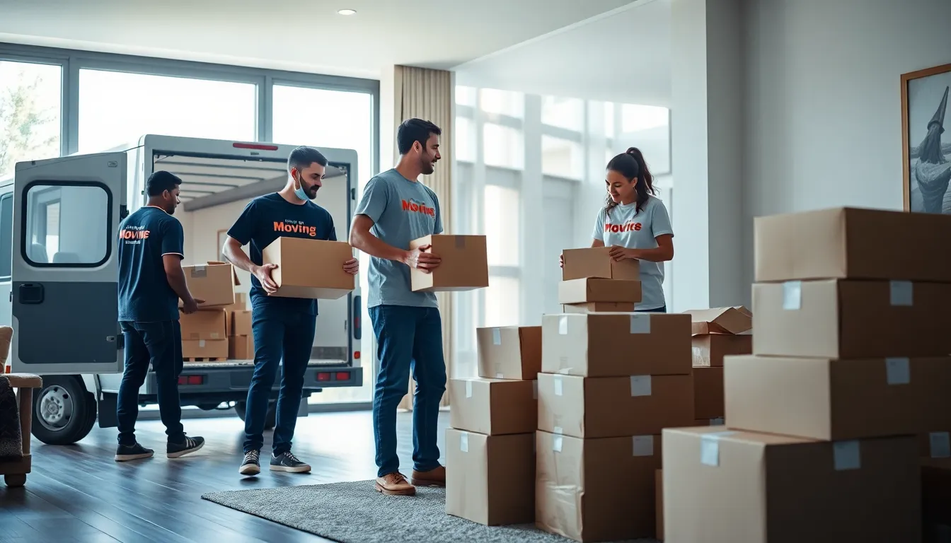 diverse movers assisting a family during a same day move.