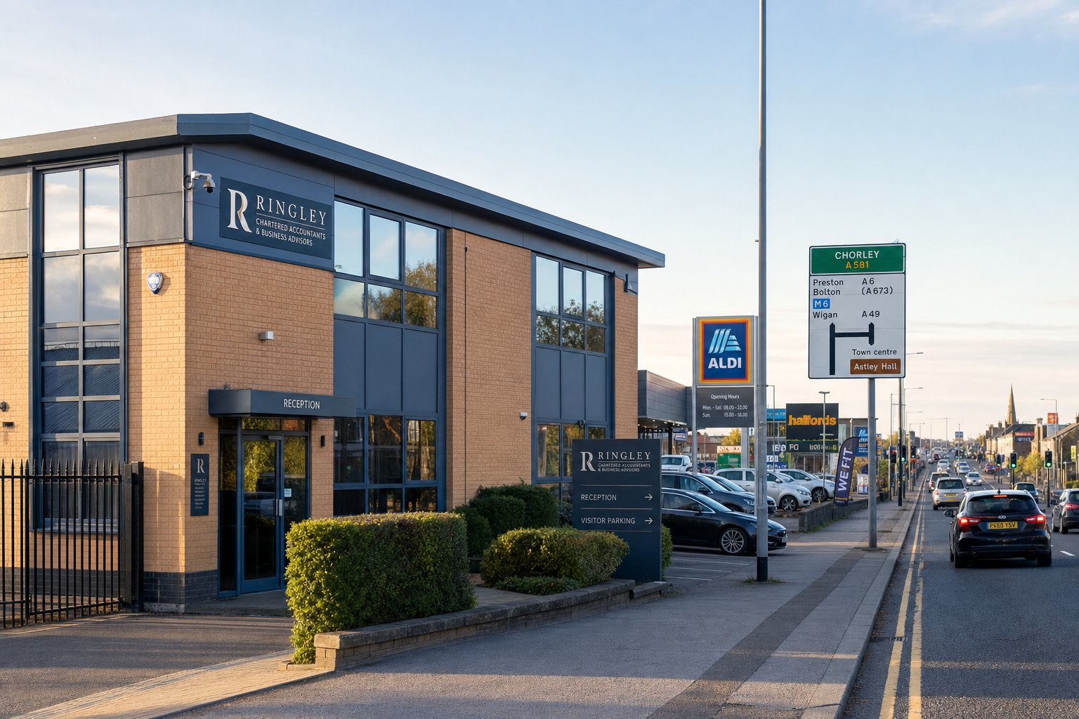 Commercial property in a well-connected Chorley location with surrounding local businesses.