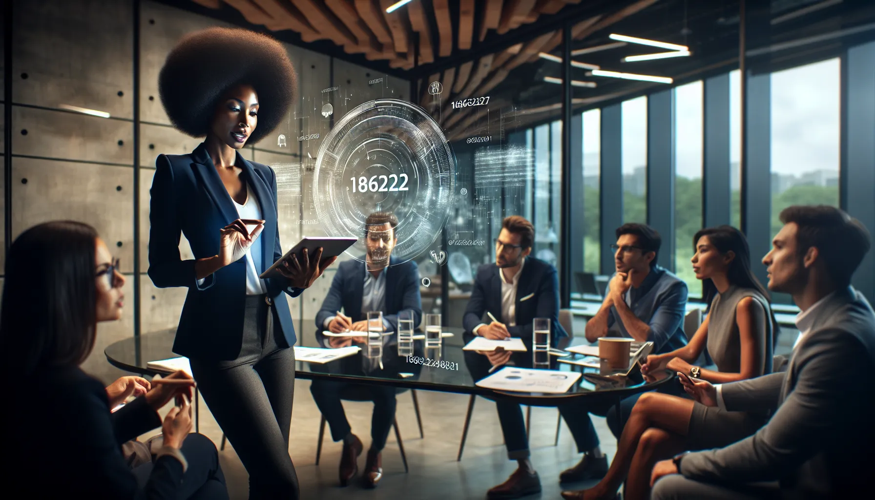 diverse professionals discussing communication in a modern office.