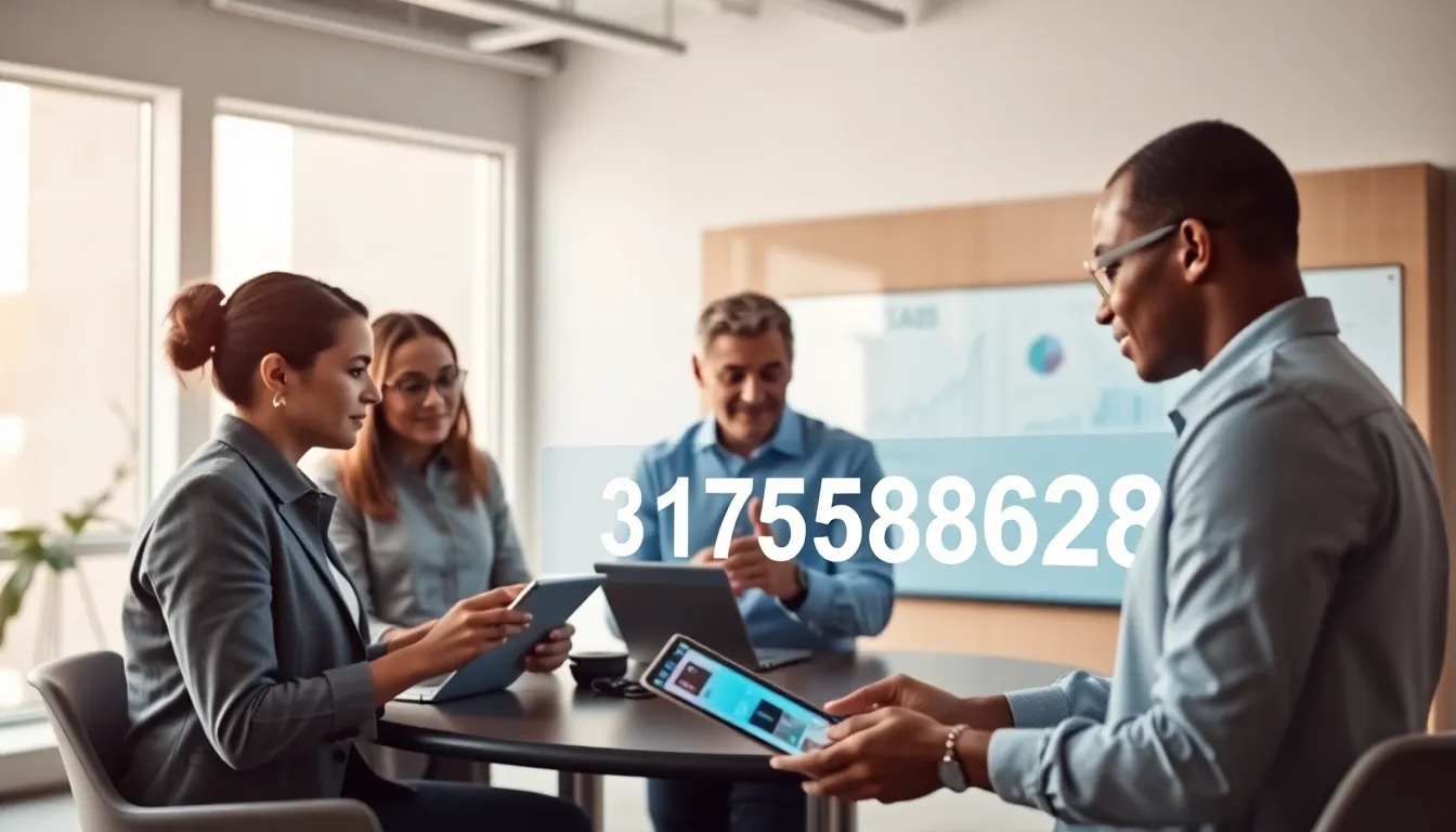 professionals analyzing data in a modern office setting.